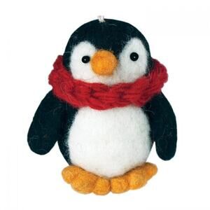 Pokey Penguin Handmade Felted Wool Ornament for Hanging or Shelf Sitter